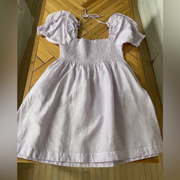 Hill House Athena Midi Sleeve Linen Nap Dress in Lilac Stripe Size XXL - Picture 8 of 10